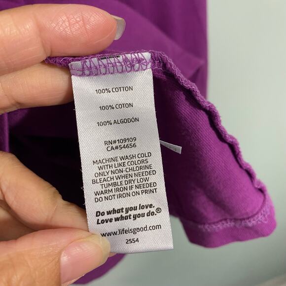 Life Is Good Women Purple V-neck "Love Machine" Sewing Machine L/S Tee Size XL - Picture 8 of 9